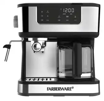 Walmart Farberware Dual Brew, 10 Cup Coffee + Espresso, Black and Stainless Finish, Touchscreen Display, New offer