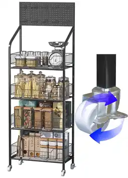 Walmart Gomok 4-Tier Retail Display Rack, Storage Organizer Shelf with Wheels, Snack Candy Display Organizer offer
