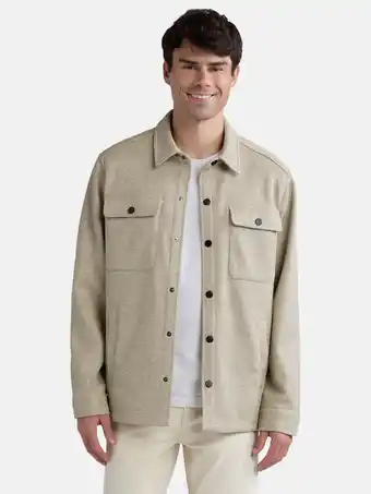 Walmart George Men's Fleece Knit Shirt Jacket with Long Sleeves, Sizes S-3XL offer