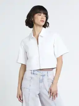 Walmart Madden NYC Women's Cropped Zip Up Trucker Jacket offer