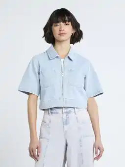 Walmart Madden NYC Women's Cropped Zip Up Trucker Jacket offer