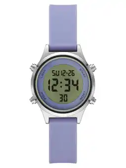 Walmart Time and Tru Women's Silver Tone Digital Watch with Lavender Silicone Strap offer