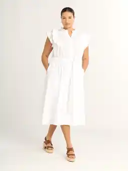 Walmart Free Assembly Women's and Women's Plus Ruffle Cotton Midi Shirtdress, Sizes XS-4X offer