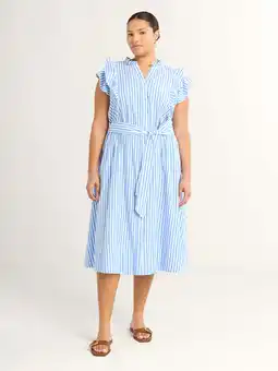 Walmart Free Assembly Women's and Women's Plus Ruffle Cotton Midi Shirtdress, Sizes XS-4X offer