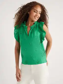 Walmart Free Assembly Women's Cotton Sleeveless Flutter Eyelet Top, Sizes XS-XXL offer