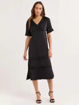 Walmart Sofia Jeans Women's Lace Inset Midi Dress, Mid Calf Length, Sizes XS-XXXL offer