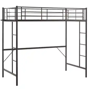 Walmart Zimtown Twin Loft Bed with Ladder Metal Bunk Bed with 2 Side Ladder for Kids Teens Adults, Black offer