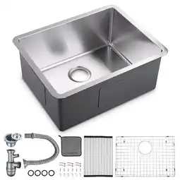 Walmart Aquaterior 23 Undermount Kitchen Sink R15 Tight Radius Stainless Steel Single Basin 17.6 lbs offer