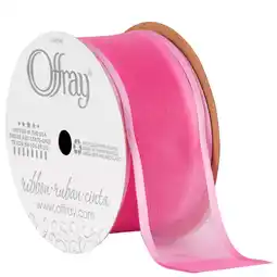 Walmart Offray Ribbon, Pink 1 1/2 inch Wired Sheer Ribbon for Floral, Crafts, and Decor, 9 feet, 1 Each offer