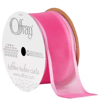 Walmart Offray Ribbon, Pink 1 1/2 inch Wired Sheer Ribbon for Floral, Crafts, and Decor, 9 feet, 1 Each offer