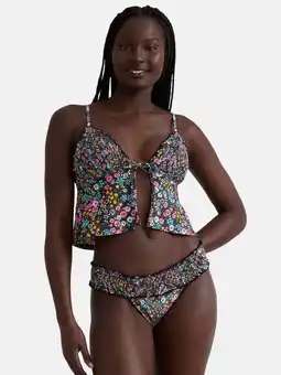 Walmart Celebrity Pink Women’s Print Smocked Flyaway Tankini Top, Sizes XS-XXL offer