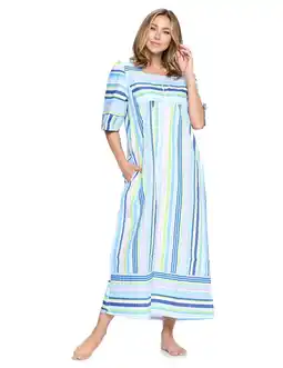 Walmart Casual Nights Women's Zip Front Woven House Dress 3/4 Sleeves Housecoat Long Duster Lounger offer