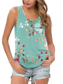 Walmart Anygrew Summer Womens Sleeveless Criss Cross Casual Tank Tops Basic Blouse offer