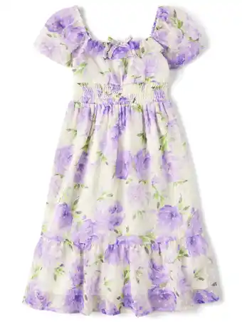 Walmart The Children's Place Girls Short Flutter Sleeve Floral Tiered Dress, Sizes XS-XXL offer