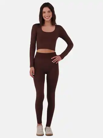 Walmart No Boundaries Seamless Metallic Crop Top & Leggings Set, 2-Piece, Women's and Women’s Plus offer