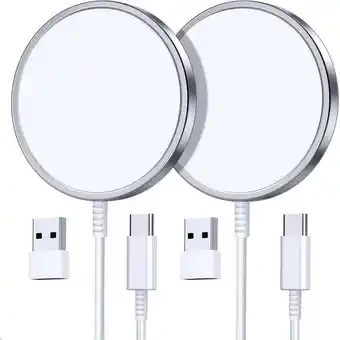 Walmart OANDYS 2 Pack Fast Wireless Charger for iPhone 15/14/13/12 /AirPods 3/2（Silver Magsafe Charger） offer