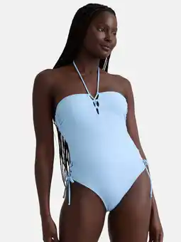 Walmart Celebrity Pink Women's Strappy Rib One Piece Swimsuit with Side Ties, Sizes XS-XXL offer