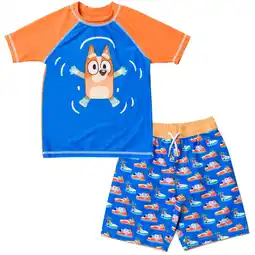 Walmart Bluey Bingo Toddler Boys Rash Guard and Swim Trunks Outfit Set Blue Orange 4T offer