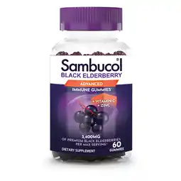 Walmart Sambucol Black Elderberry Advanced Immune Support Gummies with Vitamin C and Zinc, 60 Count offer
