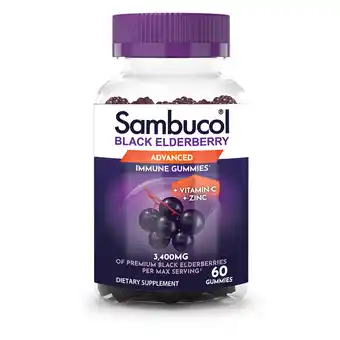 Walmart Sambucol Black Elderberry Advanced Immune Support Gummies with Vitamin C and Zinc, 60 Count offer