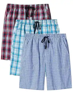 Walmart X'soft Men's 3-Pack Woven Pajama Shorts 100% Cotton Plaid Sleep Lounge offer