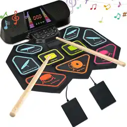 Walmart Udreamer Electronic Drum Set with 9 Pads, LED Lights, Bluetooth, and Roll-Up Drum Pad offer