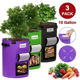Walmart Potato Grow Bags,3-Pack 10 Gallon Plant Growing Bags Thickened Non-Woven Fabric Pots with Handles offer