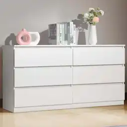 Walmart Ktaxon 6 Drawer Double Dresser Wood Dresser Storage Cabinet Drawer Organizer Chest Of Drawers, White offer