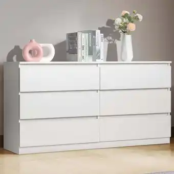 Walmart Ktaxon 6 Drawer Double Dresser Wood Dresser Storage Cabinet Drawer Organizer Chest Of Drawers, White offer