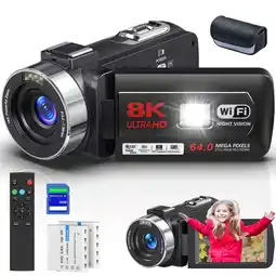 Walmart SEREE Video Camera 8K 64MP 18X Digital Zoom 3.0 inch Touch Screen Camcorder for Youtube and Vlogging offer