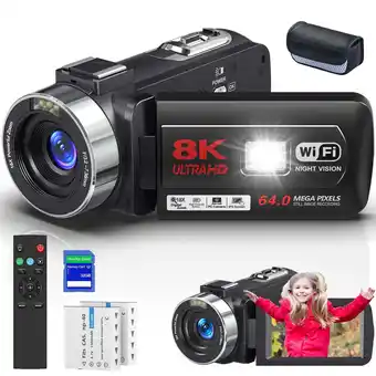 Walmart SEREE Video Camera 8K 64MP 18X Digital Zoom 3.0 inch Touch Screen Camcorder for Youtube and Vlogging offer