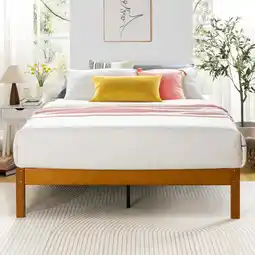 Walmart Mellow Asher 14 Bamboo Wood Platform Bed with Wooden Slats, Natural, Queen offer