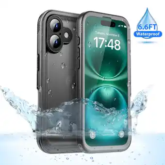 Walmart SPORTLINK Waterproof Case for iPhone 16 Screen Shockproof Heavy Duty Protective Cover 6.1 inch Black offer