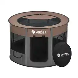Walmart Veehoo Dog Playpen, Foldable Portable Pet Cat Crate Cage Dog Kennel with Carring Case, Medium, Brown offer