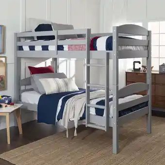 Walmart Walker Edison Transitional Wood Twin-Over-Twin Bunk Bed Frame, Grey offer