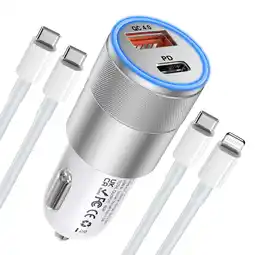 Walmart Car Charger, Quick Charging 48W 2-Port USB-C & USB-A Car Power Adapter PD/QC offer