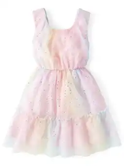 Walmart The Children's Place Girls Sleeveless Rainbow Ruffle Dress, Sizes XS-XXL offer