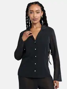 Walmart Time and Tru Women's and Women's Plus Sparkle Button Front Shirt Coverup, Sizes XS-2X offer