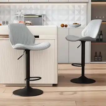 Walmart SEEDAY Bar Stools Set of 2,Modern PU Leather Upholstered Bar Chair with Back and Footrest,Gray offer