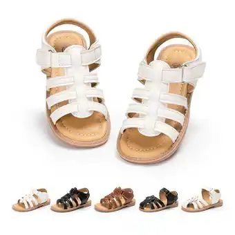 Walmart HsdsBebe Toddler Girls Sandals Open Toe Summer PU leather Shoes for Little Kids offer
