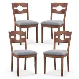 Walmart Gymax Set of 4 Dining Chair w/ Padded Seat High Back Rubber Wood Frame Kitchen Chairs offer