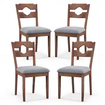 Walmart Gymax Set of 4 Dining Chair w/ Padded Seat High Back Rubber Wood Frame Kitchen Chairs offer