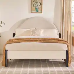 Walmart Walker Edison Modern Metal and Upholstery Queen-Size Bedframe, Oatmeal offer