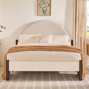 Walmart Walker Edison Modern Metal and Upholstery Queen-Size Bedframe, Oatmeal offer