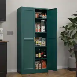Walmart Polup 71 Tall Green Kitchen Pantry Storage Cabinet with Doors and 4 Shelves,Metal offer