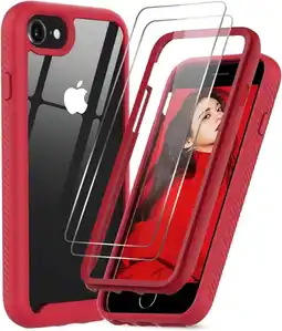 Walmart LeYi For iPhone SE 2020 Phone Case, iPhone 8 Case, iPhone 7 Case: Screen Protector [2 Pack], Red offer