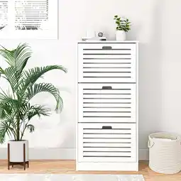 Walmart Yardi Yard Modern Wooden Shoe Storage Organizer Cabinet for Entryway with 3 Flip Drawers, White offer