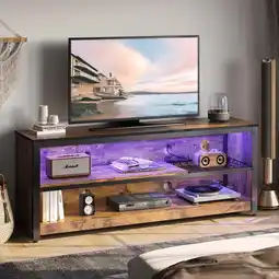 Walmart Bestier Modern LED TV Stand for 30-60 TVs, Media Console with Storage Shelves, Rustic Brown offer