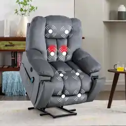 Walmart Bonzy Home Large Lift Recliner with Massage and Heating for livingroom, Oversized Light Gray offer