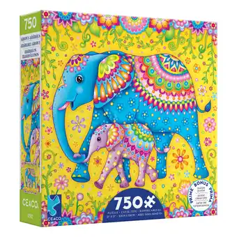 Walmart Ceaco - Groovy Animals - Elephants - 750 Piece Interlocking Jigsaw Puzzle offer